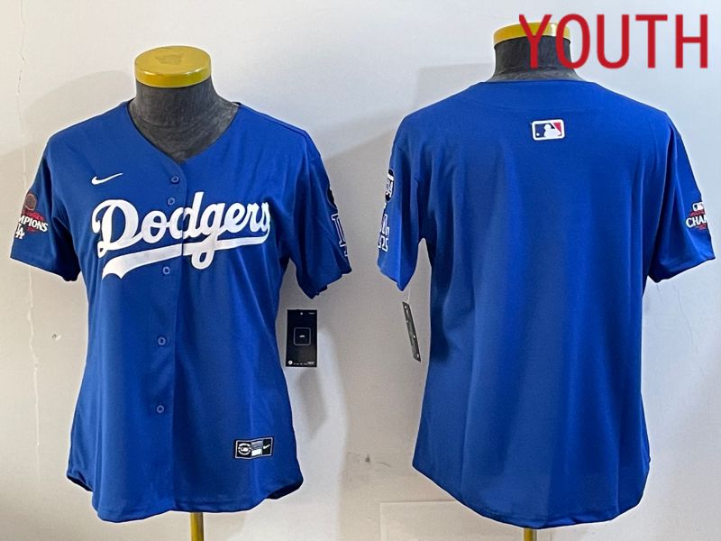 Youth Los Angeles Dodgers Blank Blue Game 2024 Nike MLB Jersey style 12059